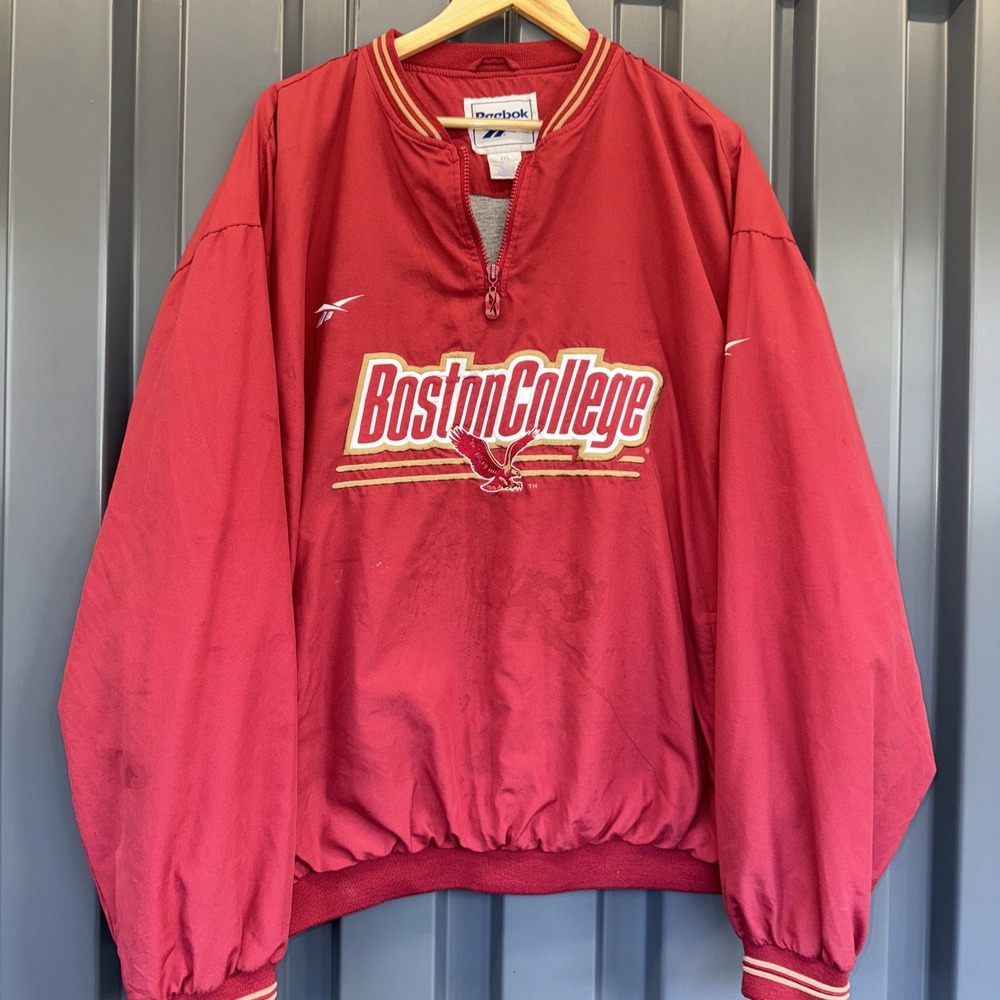 Boston College Eagles 1/4 Zip Mens XXL Reebok Red Pullover NCAA Football